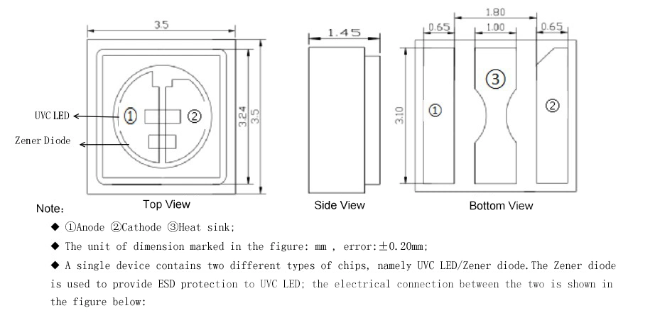 UV LED Module 3535 1W UV LED 305nm 310nm 311nm 308nm 300nm UVB LED Chip with Star PCB